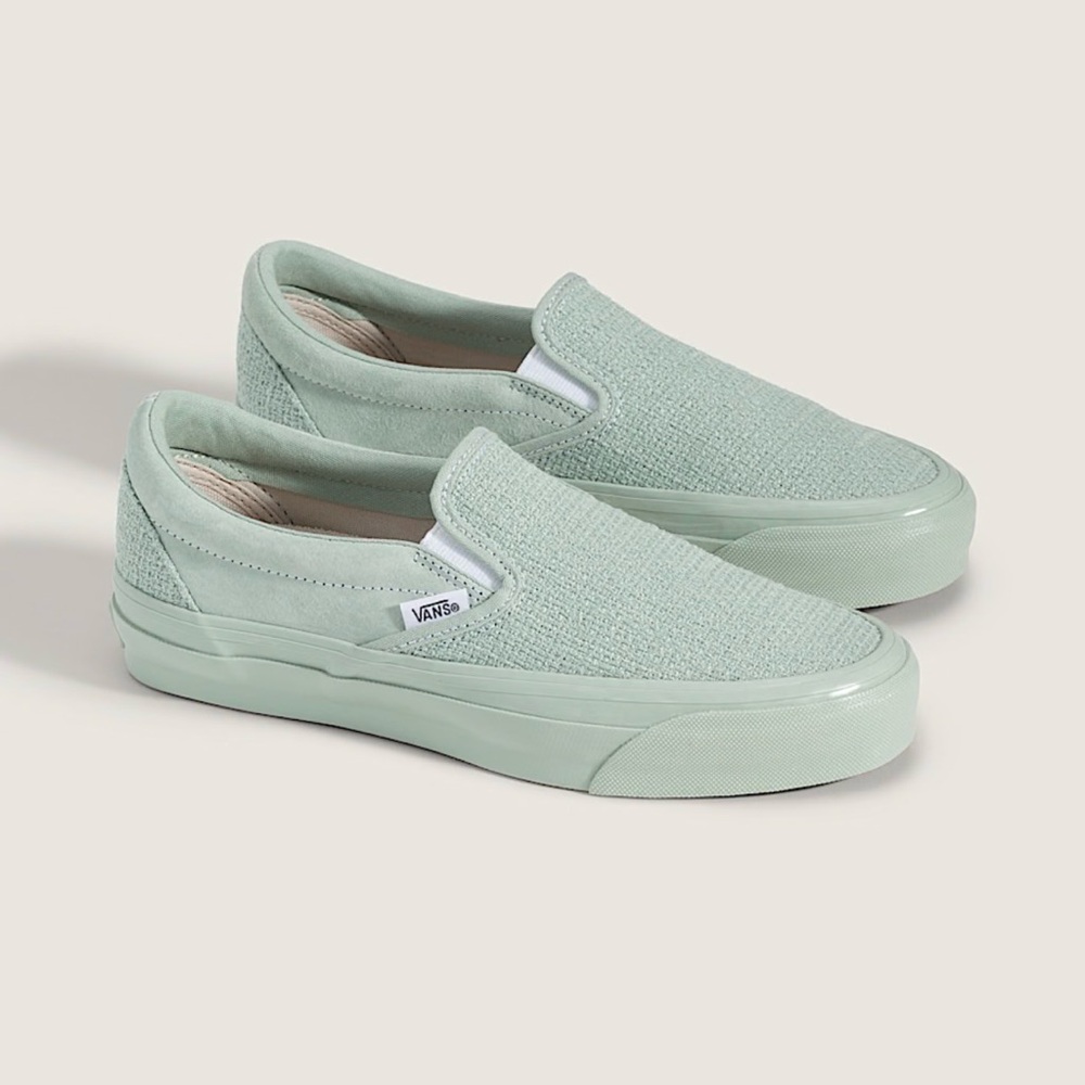 Vans Mint Green Nubuck Tweed Textured Slip-Ons
